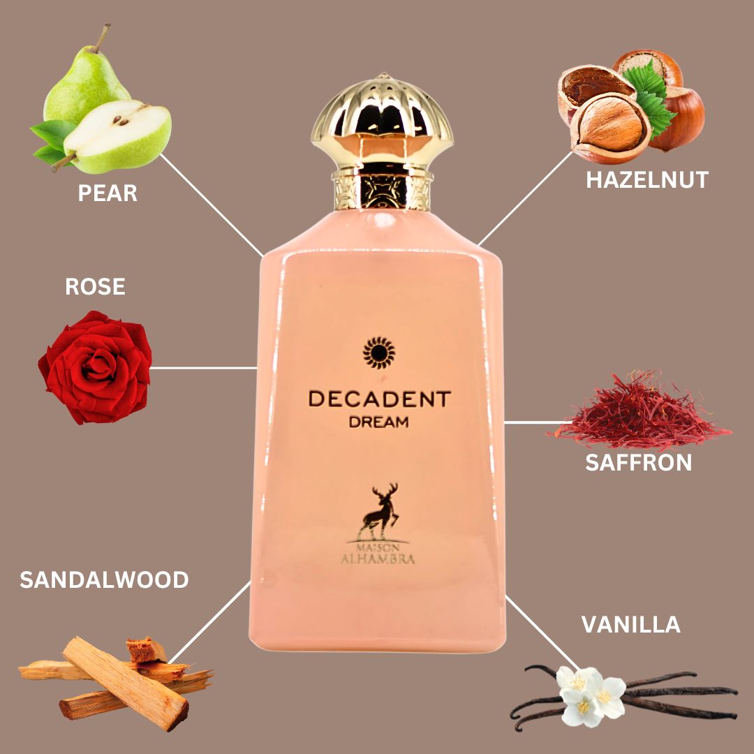 Decadent Dream Eau De Parfum Spray 100ML (3.4 OZ) by Maison Alhambra | A Sweet, Floral Blend with Warm, Resinous Depth and a Creamy, Opulent Finish.