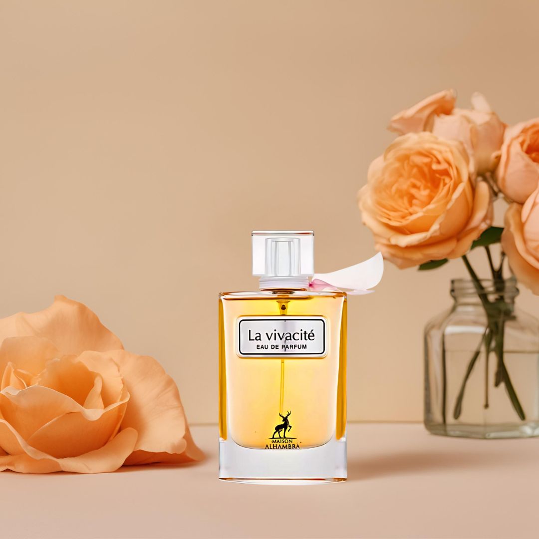 La Vivacité Eau De Parfum Spray 100ML (3.4 OZ) by Maison Alhambra | A Blend of Juicy Fruits, Elegant Florals, and Warm Vanilla.