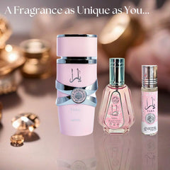 YARA Eau De Parfum Spray 100ML, EDP Spray 50ML & Roll-On Perfume Oil 10ML - For Women by Lattafa. (ELEGANT COLLECTION)