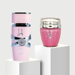 Yara For Women EDP Spray 100ML (3.4 OZ) by Lattafa  & Yara Hand & Body Lotion 45ML by Ard Al Zaafaran (SENSATIONAL BUNDLE)