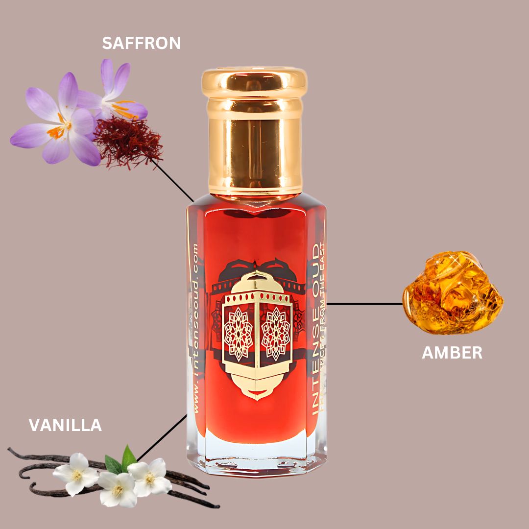 Gold Saffron Perfume Oil 12ML (0.40 OZ) With Black Gift Box By Intense Oud | Exotic Saffron, Rich Amber & Sweet Vanilla.