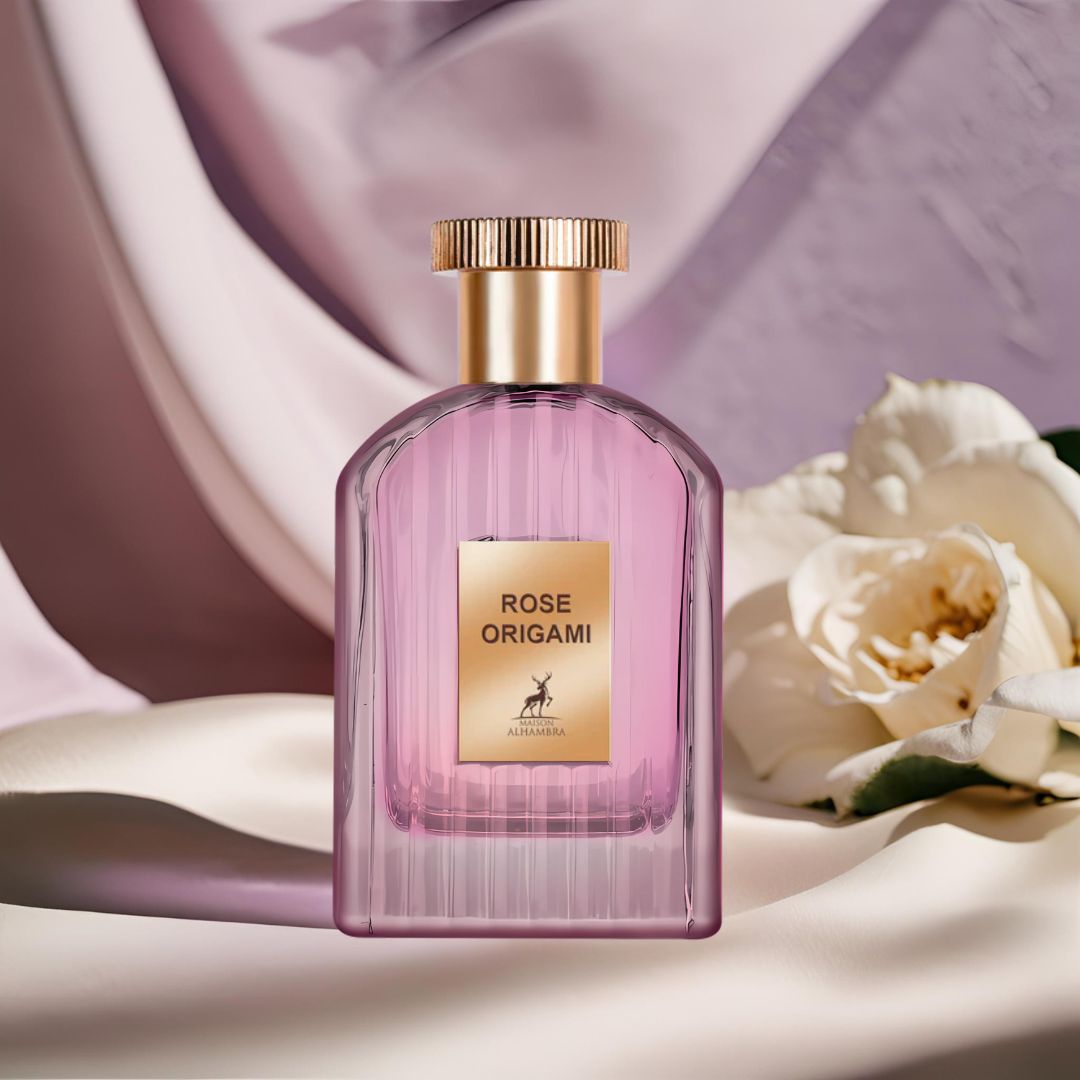 Rose Origami Eau De Parfum Spray 100ML (3.4 OZ) by Maison Alhambra | A Captivating Blend of Rose, Coffee & Sandalwood with a Touch of Spice & Warmth.