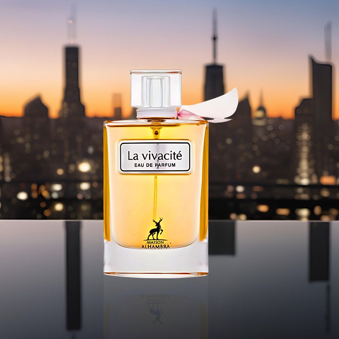 La Vivacité Eau De Parfum Spray 100ML (3.4 OZ) by Maison Alhambra | A Blend of Juicy Fruits, Elegant Florals, and Warm Vanilla.