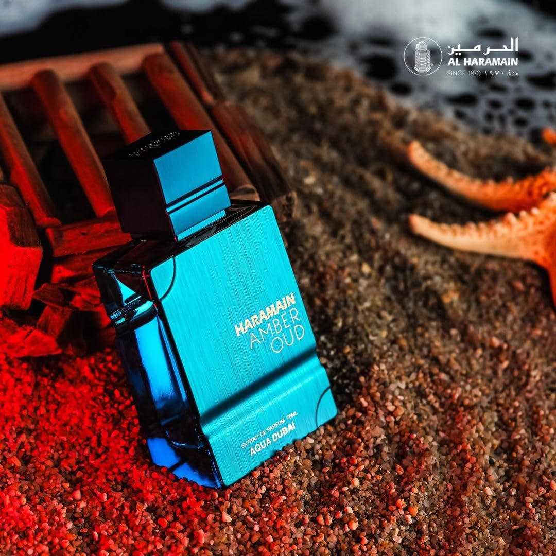 Amber Oud Aqua Dubai Extrait De Parfum Spray 75ML (2.5 OZ) By Al Haramain | A Fusion Of Bergamot, Fruits & Amber Grounded By Musk, Leaving A Exotic Trail.