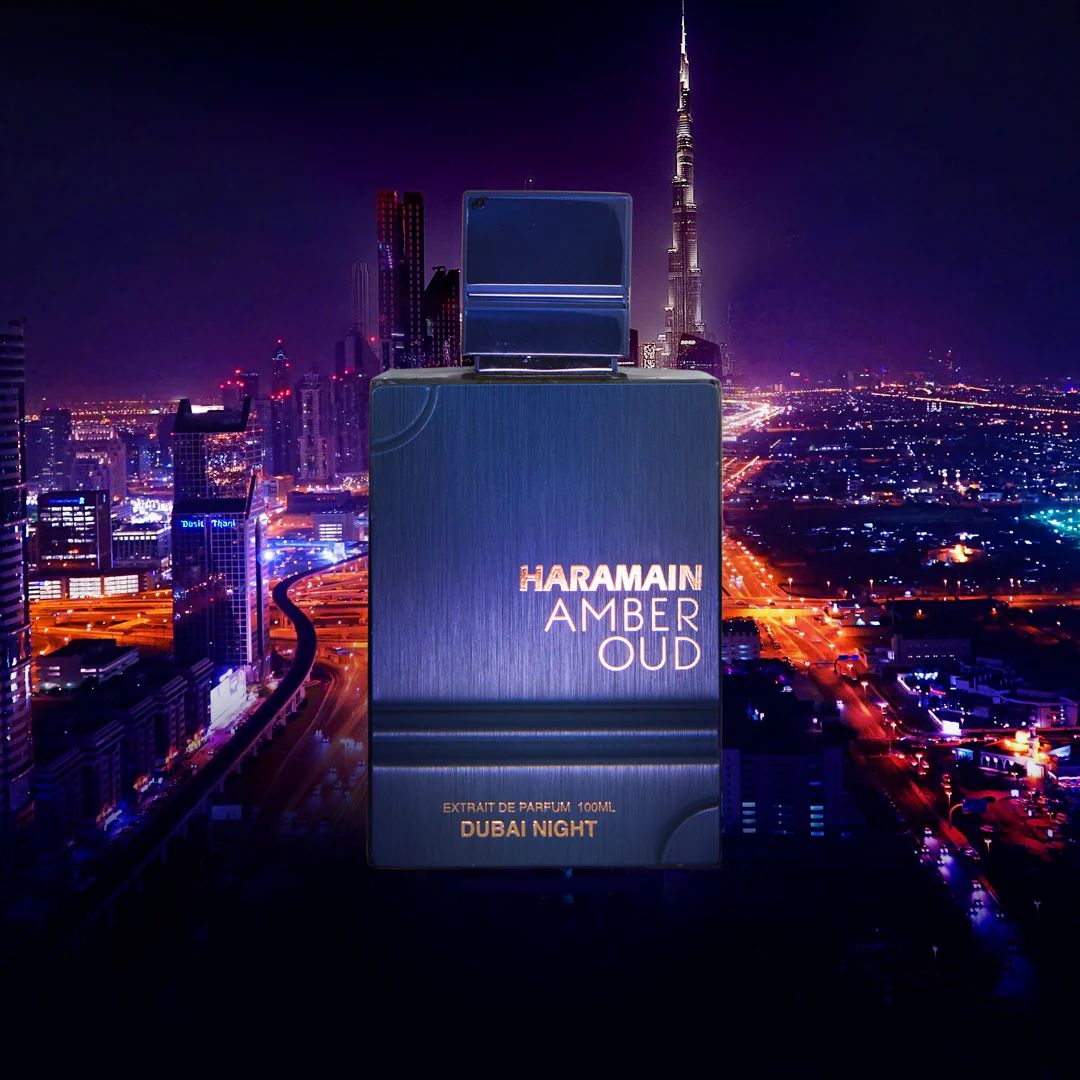 Amber Oud Dubai Night Extrait De Parfum Spray 100ML (3.4 OZ) By Al Haramain | A Luxurious Blend Of Spicy Saffron, Rich Agarwood & Amber, Balanced With floral & Woody Notes For A Captivating Scent.