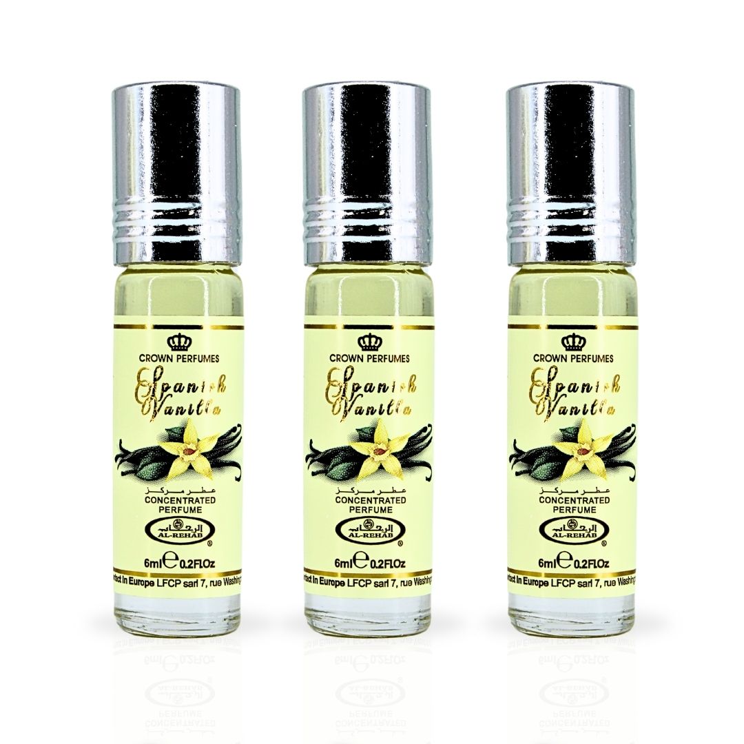 Spanish Vanilla Perfume Oil CPO 6ML (0.2 OZ) By Al Rehab | Long Lasting, Sweet Vanilla Scent. (PACK OF 3)