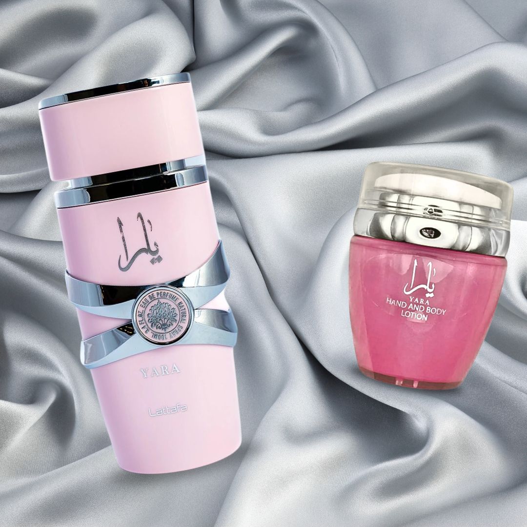 Yara For Women EDP Spray 100ML (3.4 OZ) by Lattafa  & Yara Hand & Body Lotion 45ML by Ard Al Zaafaran (SENSATIONAL BUNDLE)