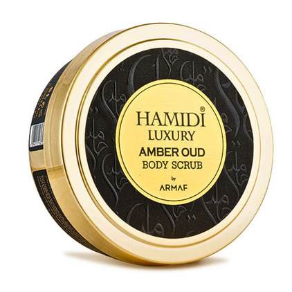 LUXURY AMBER OUD BODY SCRUB 250ML (8.4 OZ) By Hamidi | Gently Exfoliates For Soft & Smooth Skin, Naturally Derived Ingredients. - Intense Oud