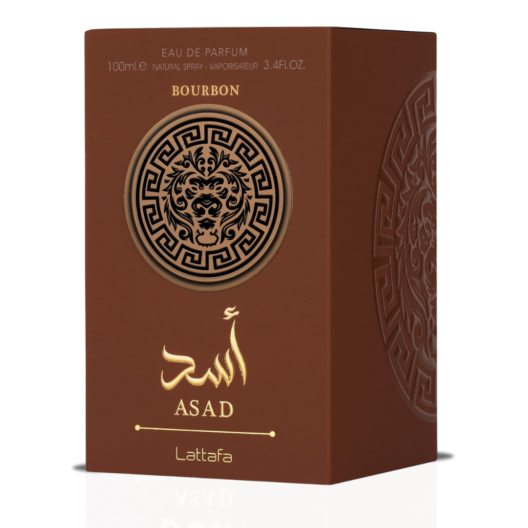 Asad Bourbon Eau De Parfum Spray 100ML (3.4 OZ) By Lattafa | A Rich & Inviting Scent That Blends Spicy, Sweet & Warm Notes For A Sensual Finish.