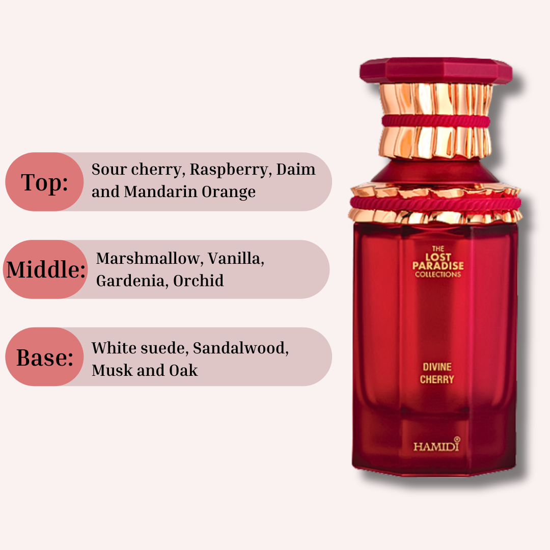 DIVINE CHERRY EDP Spray 100ML (3.4 OZ) By Hamidi | Indulge In The Sweetness Of This Enchanting Fragrance. - Intense Oud