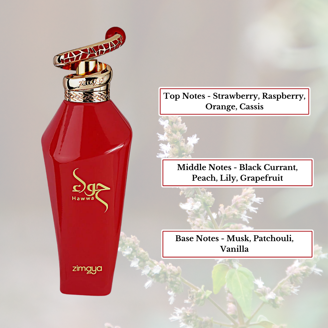 Hawwa Red EDP Spray 100ML (3.4 OZ) by ZIMAYA | Long Lasting, Floral, Fruity Fragrance For Women. - Intense Oud