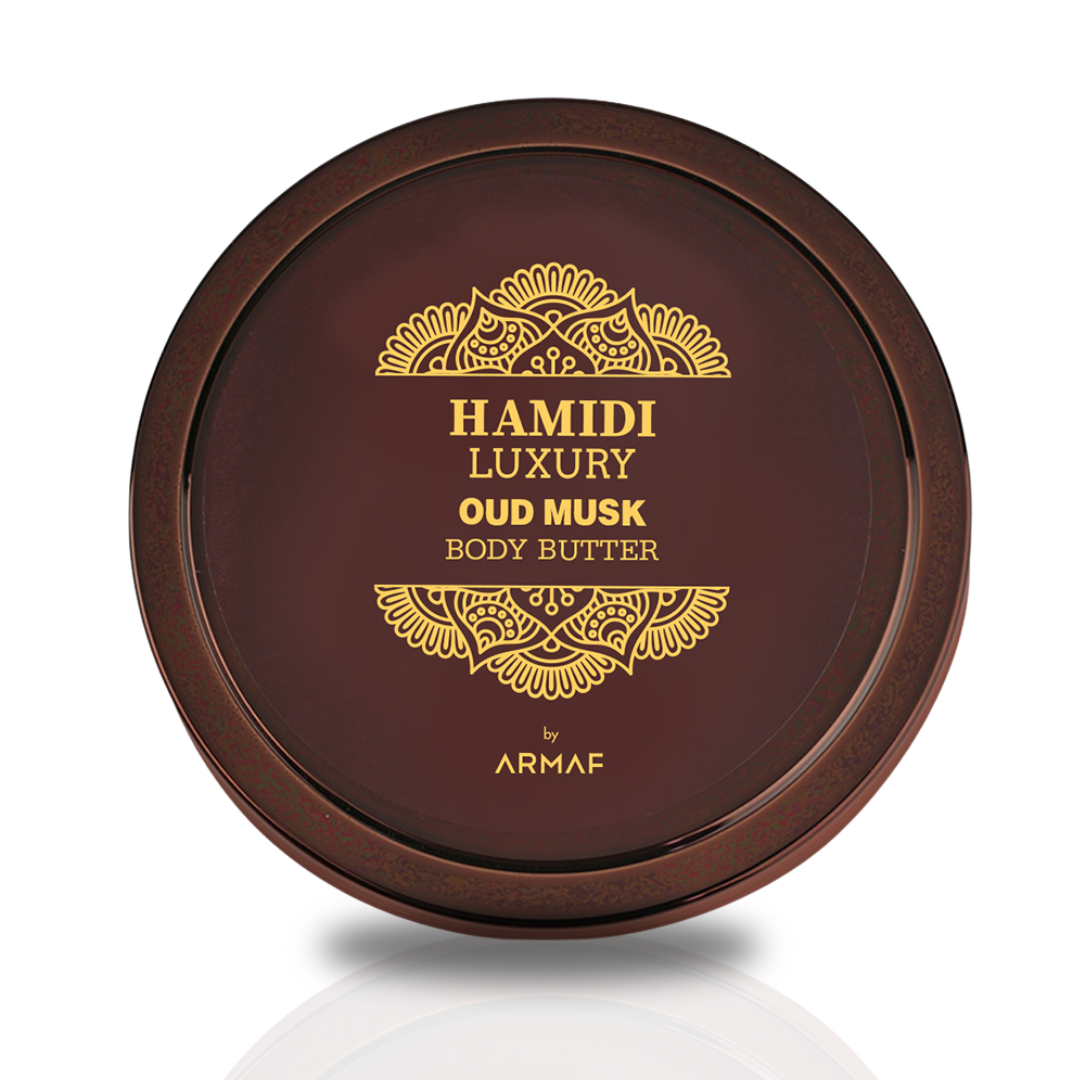 LUXURY OUD MUSK BODY BUTTER 250ML (8.4 OZ) By Hamidi | Ultra Moisturizing & Skin-Nourishing | For Men & Women. - Intense Oud