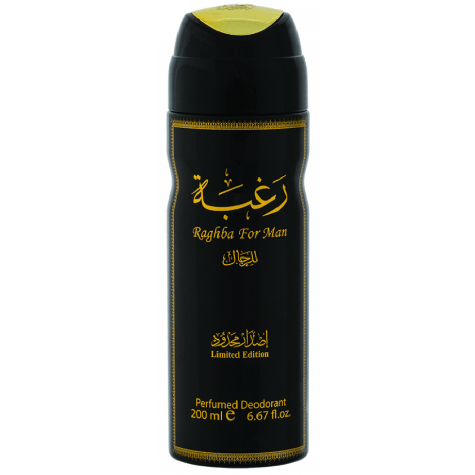 Raghba for Men Deodorant - 200ML (6.7 oz) by Lattafa - Intense oud