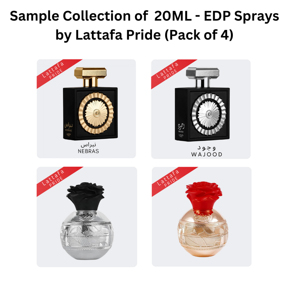 Sample Collection of 20ML (0.7 OZ) EDP Sprays by Lattafa Pride. (Pack of 4) - Intense Oud