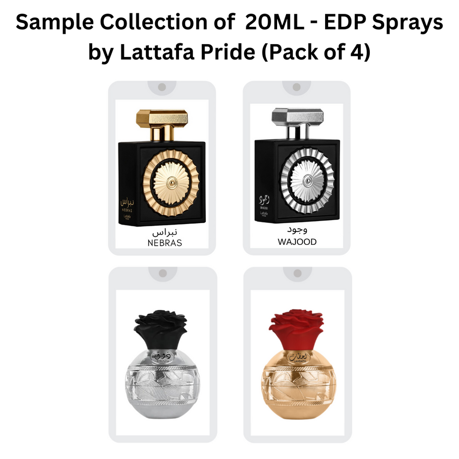 Sample Collection of 20ML (0.7 OZ) EDP Sprays by Lattafa Pride. (Pack of 4) - Intense Oud