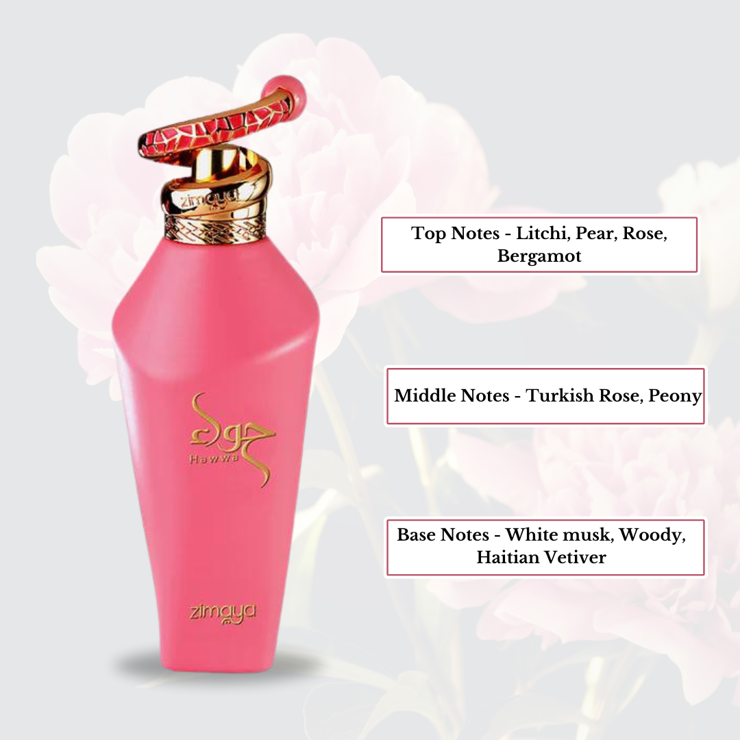 Hawwa Pink EDP Spray 100ML (3.4OZ) by ZIMAYA | Long Lasting, Fresh, Floral Bouquet Of Sensation. - Intense Oud