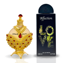 Hareem Al Sultan CPO 35ML (1.1OZ) By Khadlaj & AFFECTION EDP Spray 100ML (3.4OZ) By Lattafa Pride. (BUNDLE) - Intense Oud