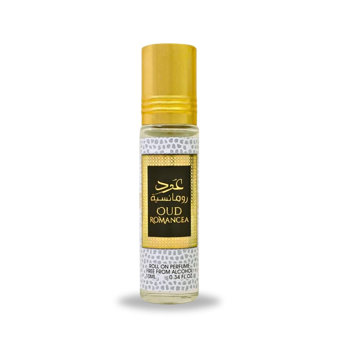 Oud Romancea Roll-On Perfume Oil - CPO 10ML (0.34OZ) by Ard Al Zaafaran | Long Lasting, Miniature Perfume Oil For Men & Women. - Intense Oud