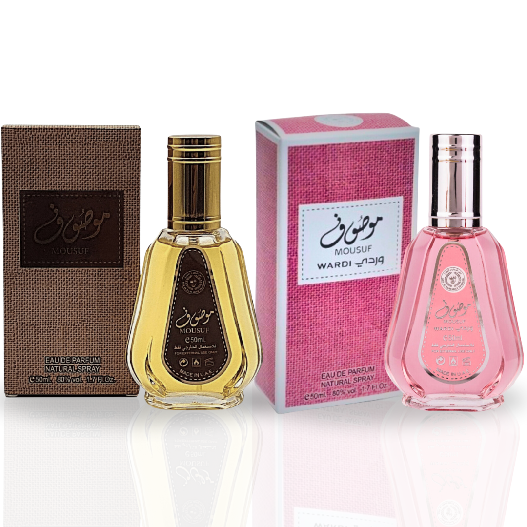 Mousuf & Mousuf Wardi - EDP Sprays 50ML (1.7 OZ) by Ard Al Zaafaran | Long Lasting, Fruity, Floral, Gourmand, Fragrances For Men & Women. (Value Pack) - Intense Oud