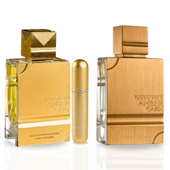 Amber Oud Gold Edition & Amber Oud Gold Edition Extreme Pure Perfume - EDP Sprays 60ML (2.0 OZ) By Al Haramain | Long Lasting & Refreshing Fragrances For Men & Women. (BUNDLE) - Intense Oud