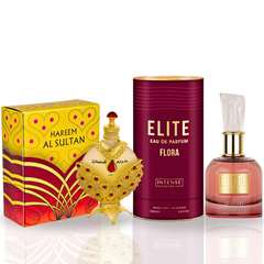 Elite Flora EDP 100ML (3.4 OZ) By Intense Elite & Hareem Al Sultan Gold CPO 35ML (1.1 OZ) by Khadlaj. (BUNDLE) - Intense Oud