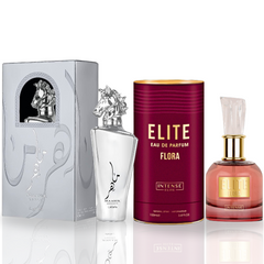 Elite Flora EDP 100ML (3.4 OZ) By Intense Elite & Maahir Legacy EDP 100ML (3.4 OZ) By Lattafa Perfumes. (BUNDLE) - Intense Oud