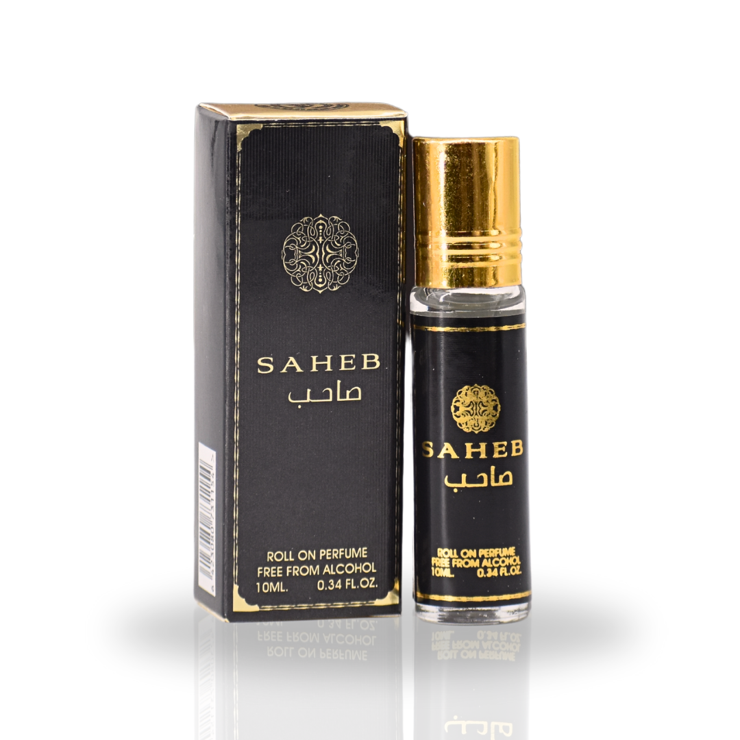 Saheb Roll-On Perfume Oil - CPO 10ML (0.34OZ) by Ard Al Zaafaran | Long Lasting, Miniature Perfume Oil For Men & Women. - Intense Oud