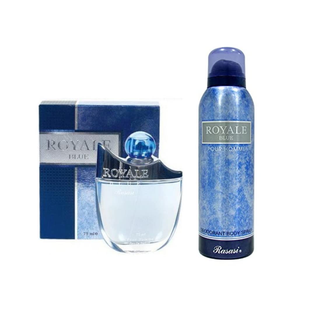 Royale Blue for Men Perfume EDP with DEO - 75 ML (2.5 oz) and 200ML (6.7 oz) I Value Pack| by RASASI - Intense Oud